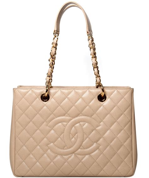 chanel leather tote bag beige|Chanel handbags shopper tote.